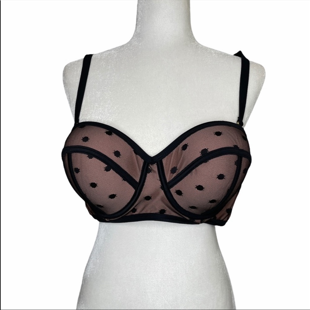 NWT Swimsuits For All Sexy Black Brown Lace Underwire Swim Bra Bikini Top 16
